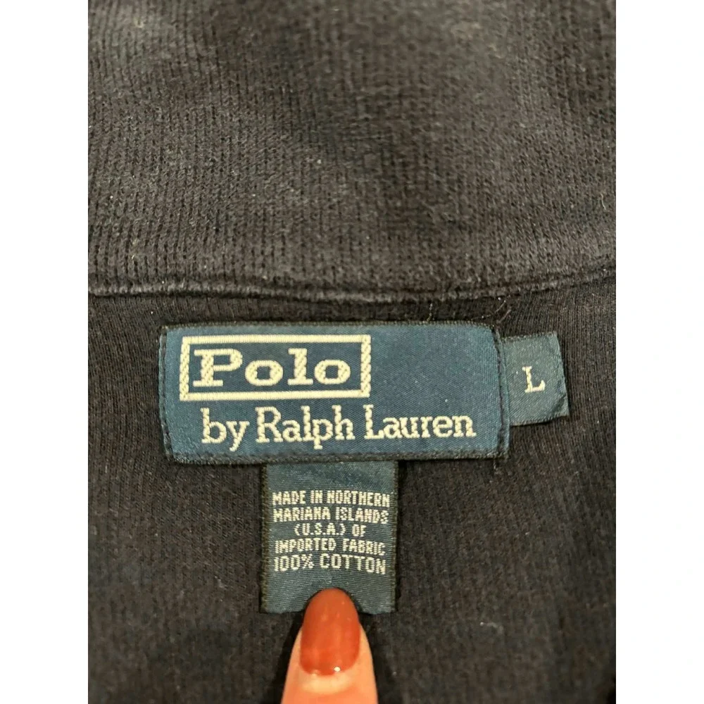 Polo Ralph Lauren Quarter Zip Long Sleeve Pullover Mens Large‎ Navy Cotton